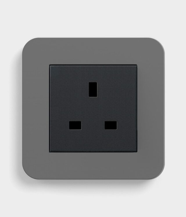 GIRA E3 Dark Grey/Black unswitched single socket