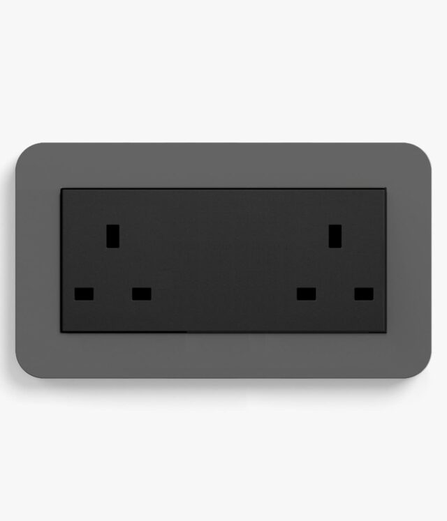 GIRA E3 Dark Grey/Black unswitched double socket