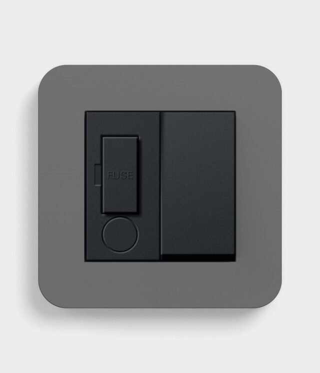 GIRA E3 Dark Grey/Black switched fused spur