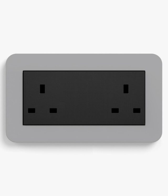GIRA E3 Mid Grey/Black unswitched double socket