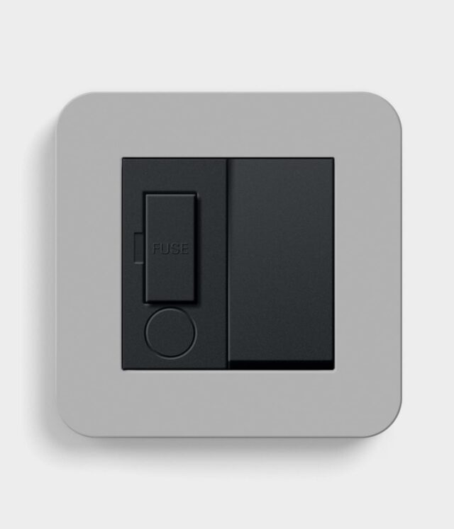 GIRA E3 Mid Grey/Black switched fused spur
