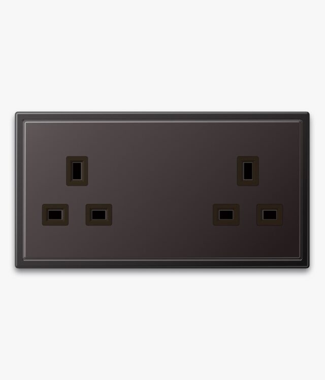 JUNG LS990 double socket in dark metal finish