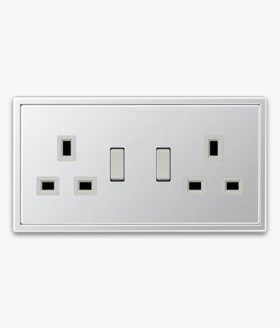 Jung LS990 Aluminium 2-gang switched socket