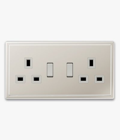Jung LS990 Stainless Steel 2-gang switched socket