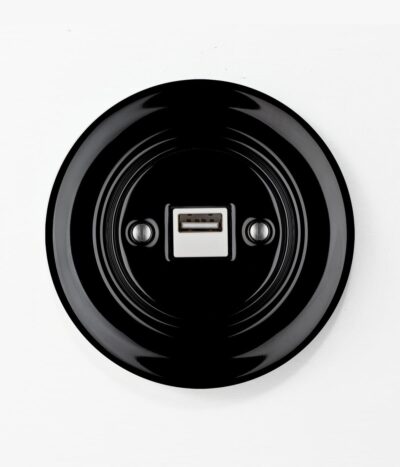 100-KPROONIG-USB-BG-17-00A Katy Paty Roo USB charger in black porcelain
