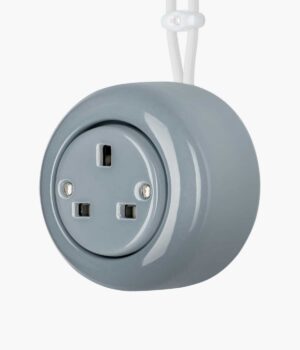 100-KPCOLDEC-BS-BG-00-45A Katy Paty Colona surface mounted porcelain plug socket in grey