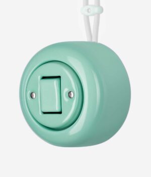 100-KPCOLPNO-W-MP-00-45A Katy Paty Colona surface mounted porcelain light switch in mint