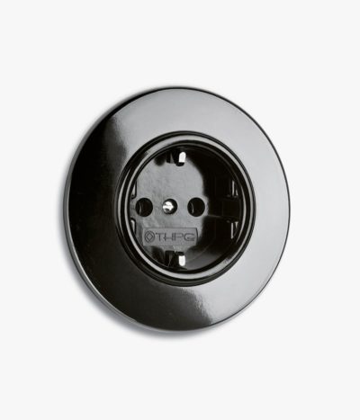 Bakelite EU Socket, round backplate