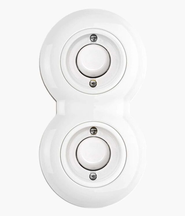 THPG Porcelain Button light switch in double frame